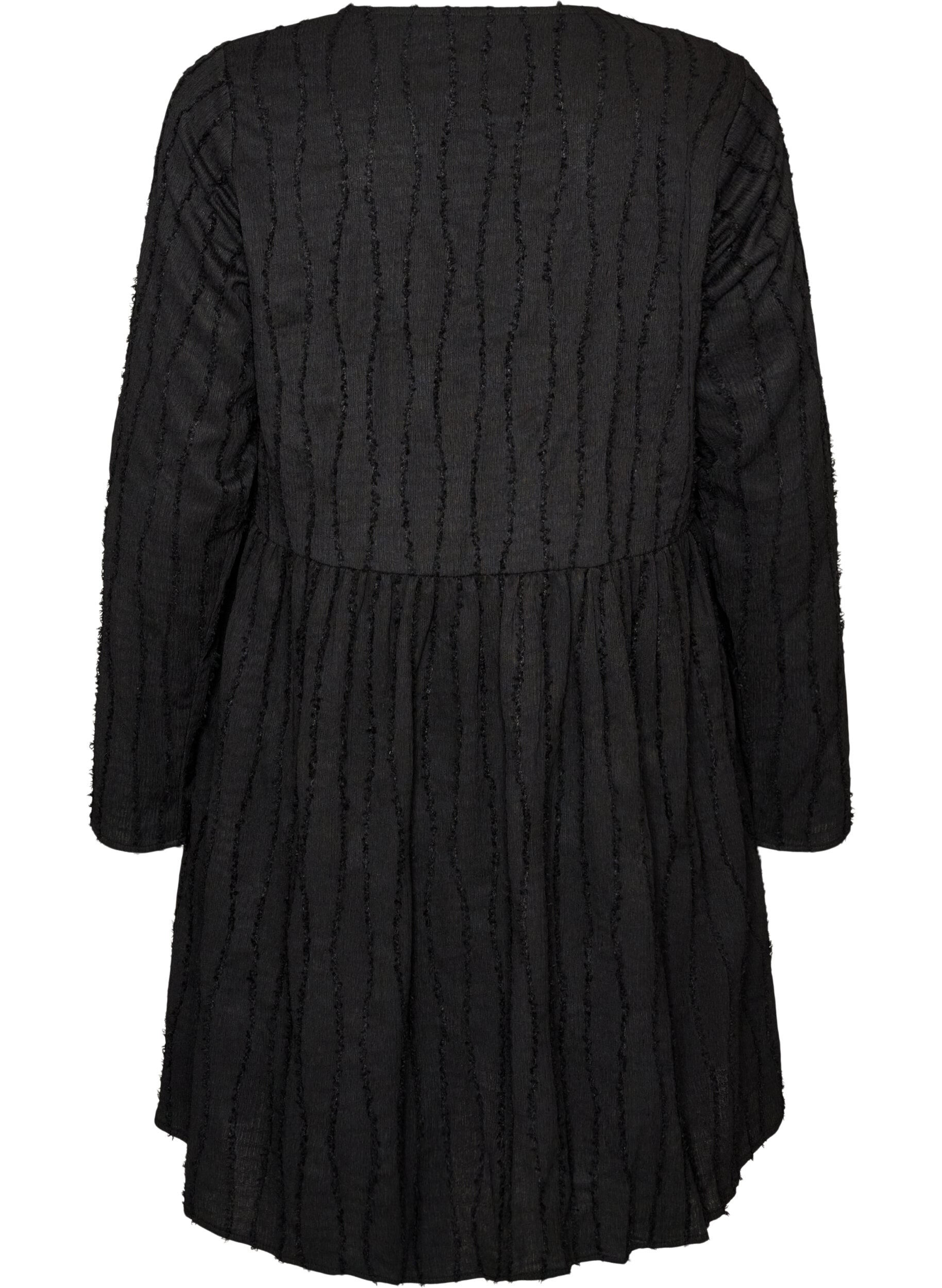 ZizziRobe courte en jersey &agrave; texture ondul&eacute;e, Noir, Packshot image number 1