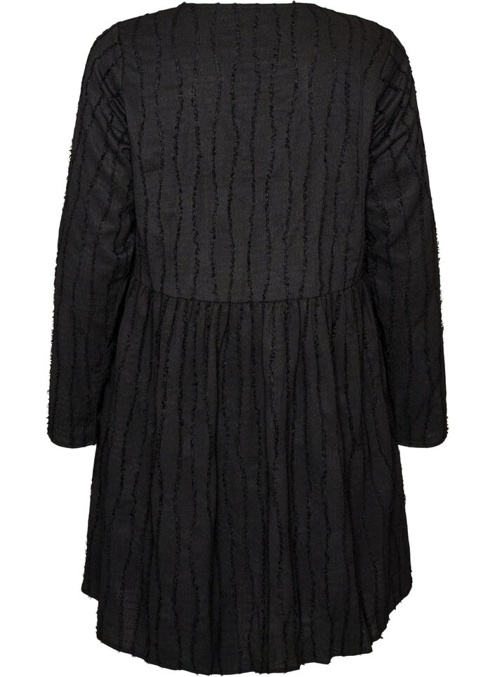 Robe courte en jersey &agrave; texture ondul&eacute;e, Noir, Packshot image number 1