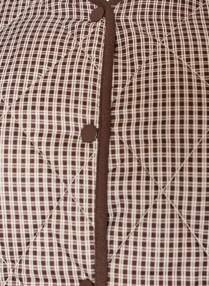 Veste matelass&eacute;e &agrave; petits carreaux et finitions contrastantes, Marron, Packshot image number 2