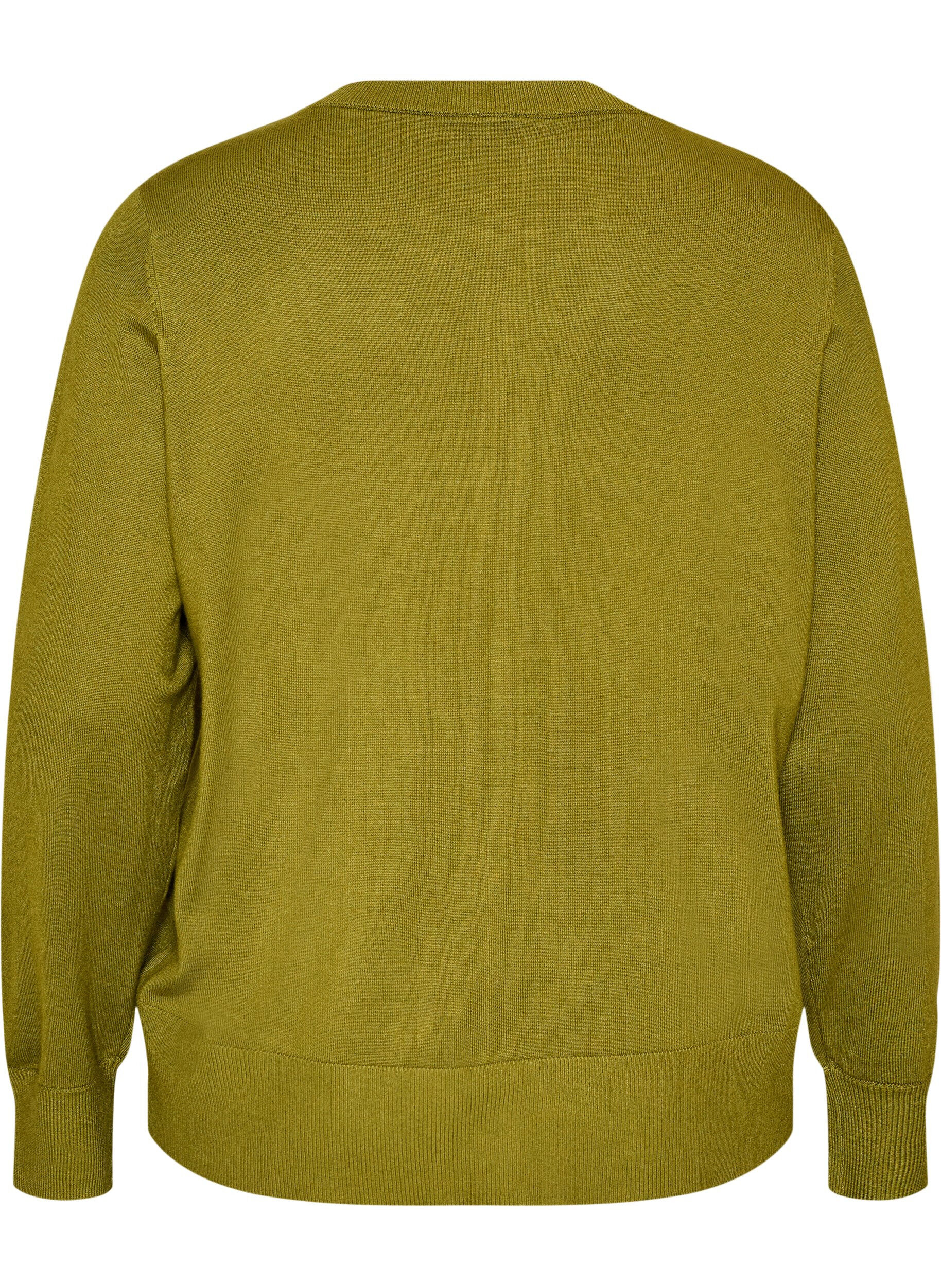 ZizziCardigan en tricot avec col rond et boutons, Vert clair, Packshot image number 1