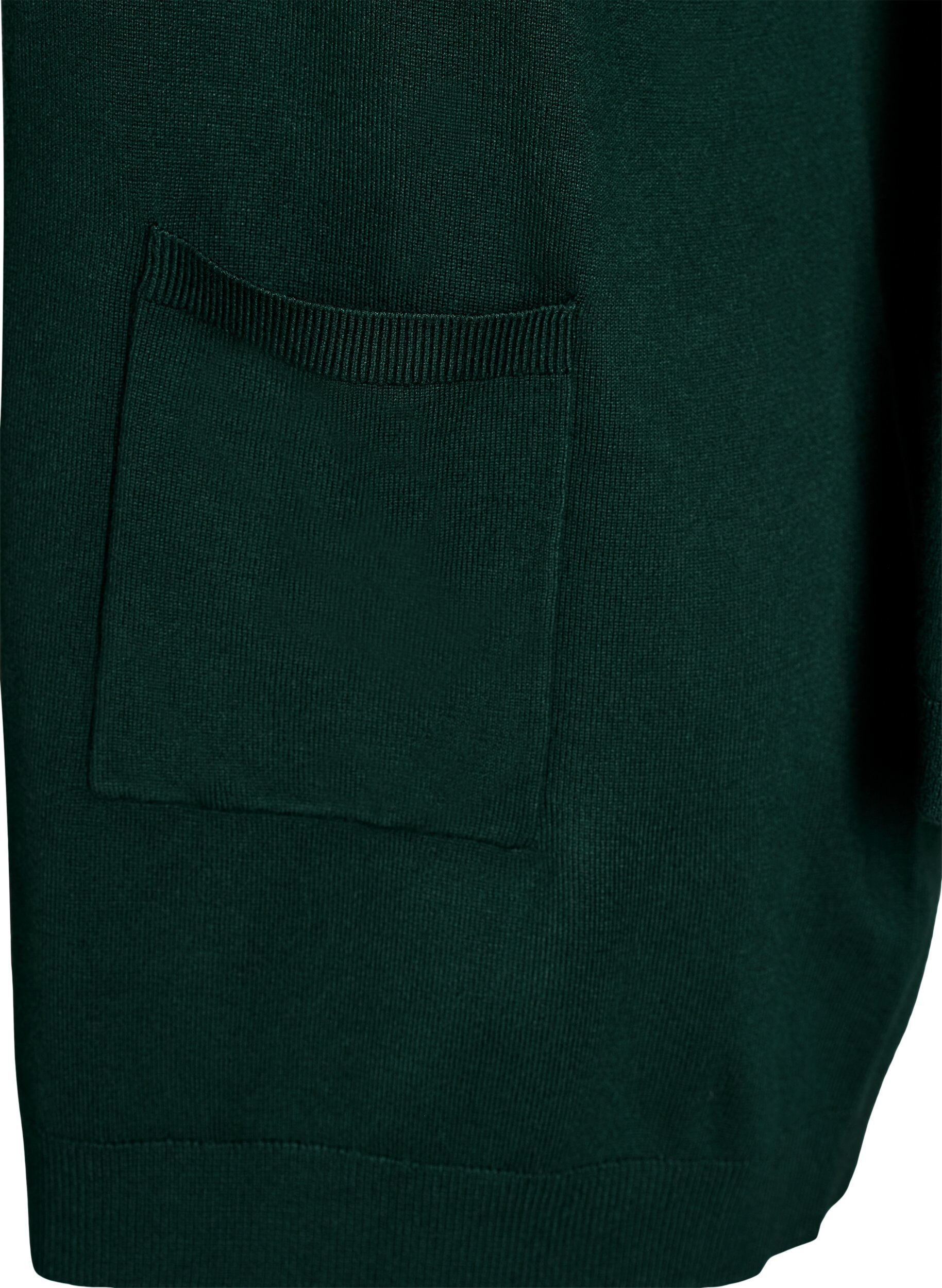 Zizzi Long cardigan tricot&eacute; en m&eacute;lange de viscose, Vert fonc&eacute;, Packshot image number 2