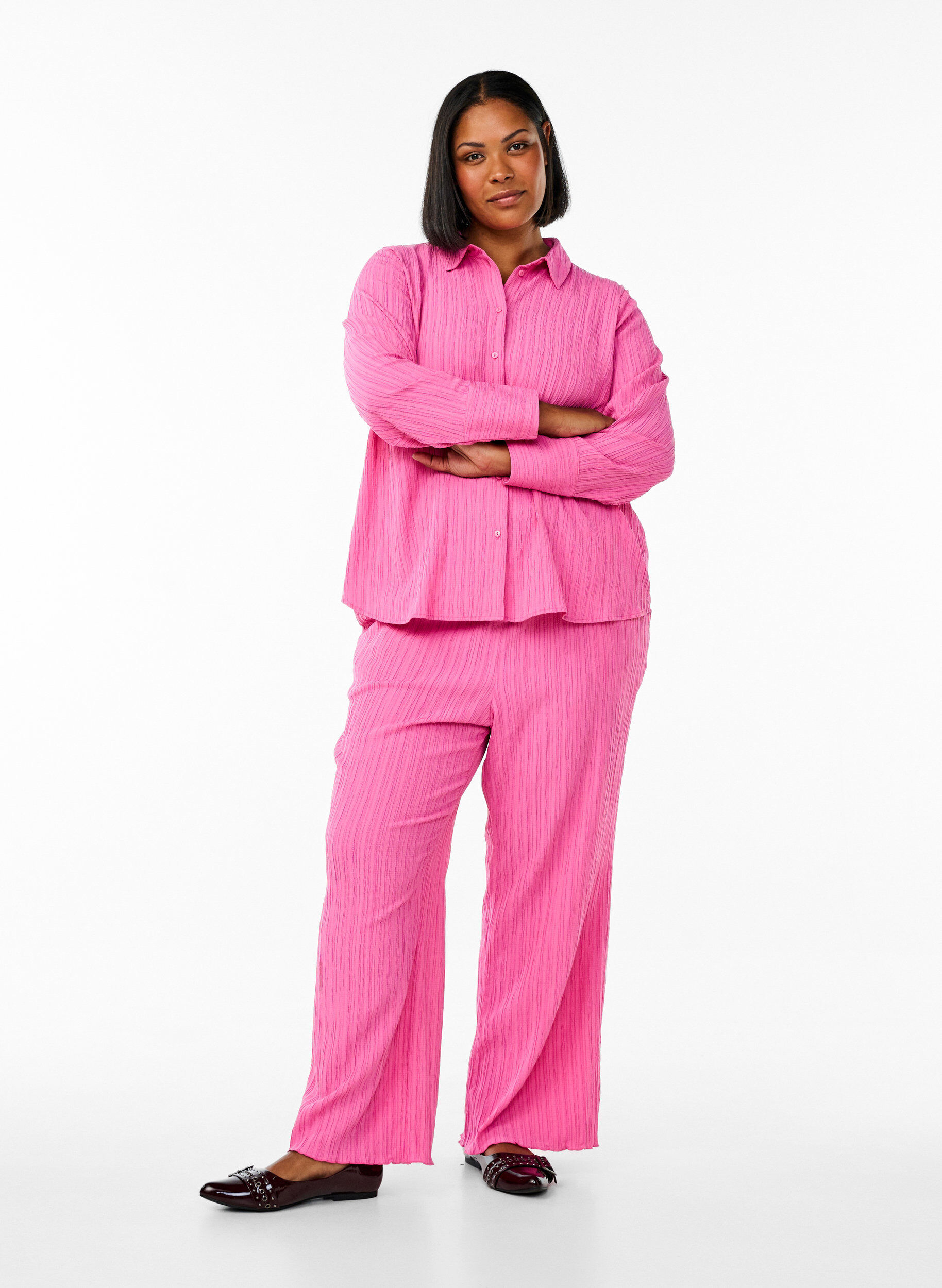 Zizzi FLASH - Chemise textur&eacute;e, Rose, Model image number 1