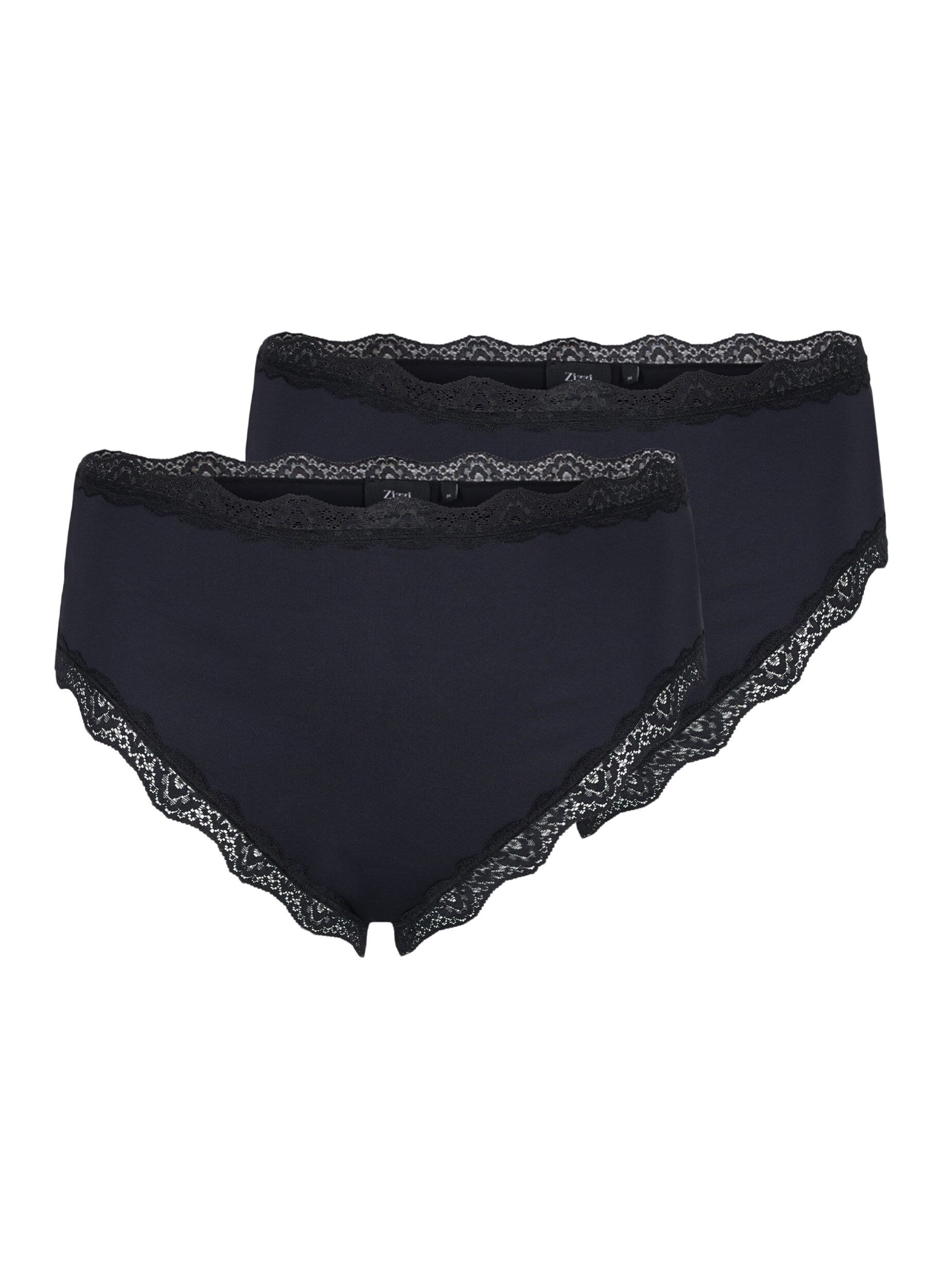 Zizzi 2-pack slip br&eacute;silien avec de la dentelle, Black, Packshot image number 0