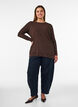 Blouse en jersey avec bordure en dentelle asym&eacute;trique, Marron, Model image number 1