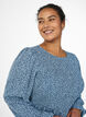 Robe avec haut smock&eacute; et imprim&eacute; &agrave; petites fleurs, Bleu, Model image number 3