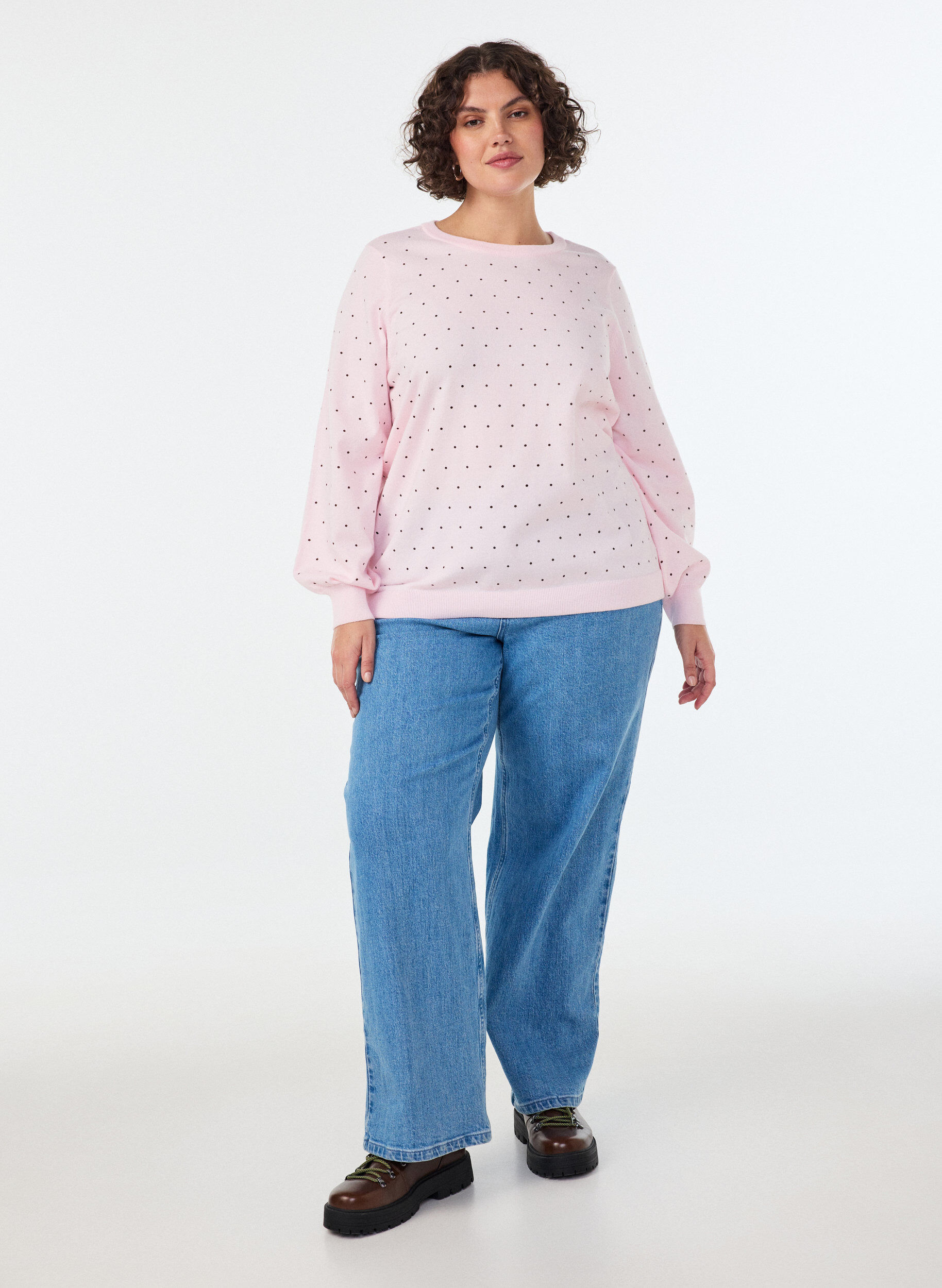 ZizziBlouse en maille &agrave; petits pois, Rose, Model image number 1