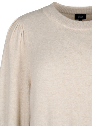 Robe en tricot avec manches 3/4 bouffantes, Pumice S./White Mel., Packshot image number 2