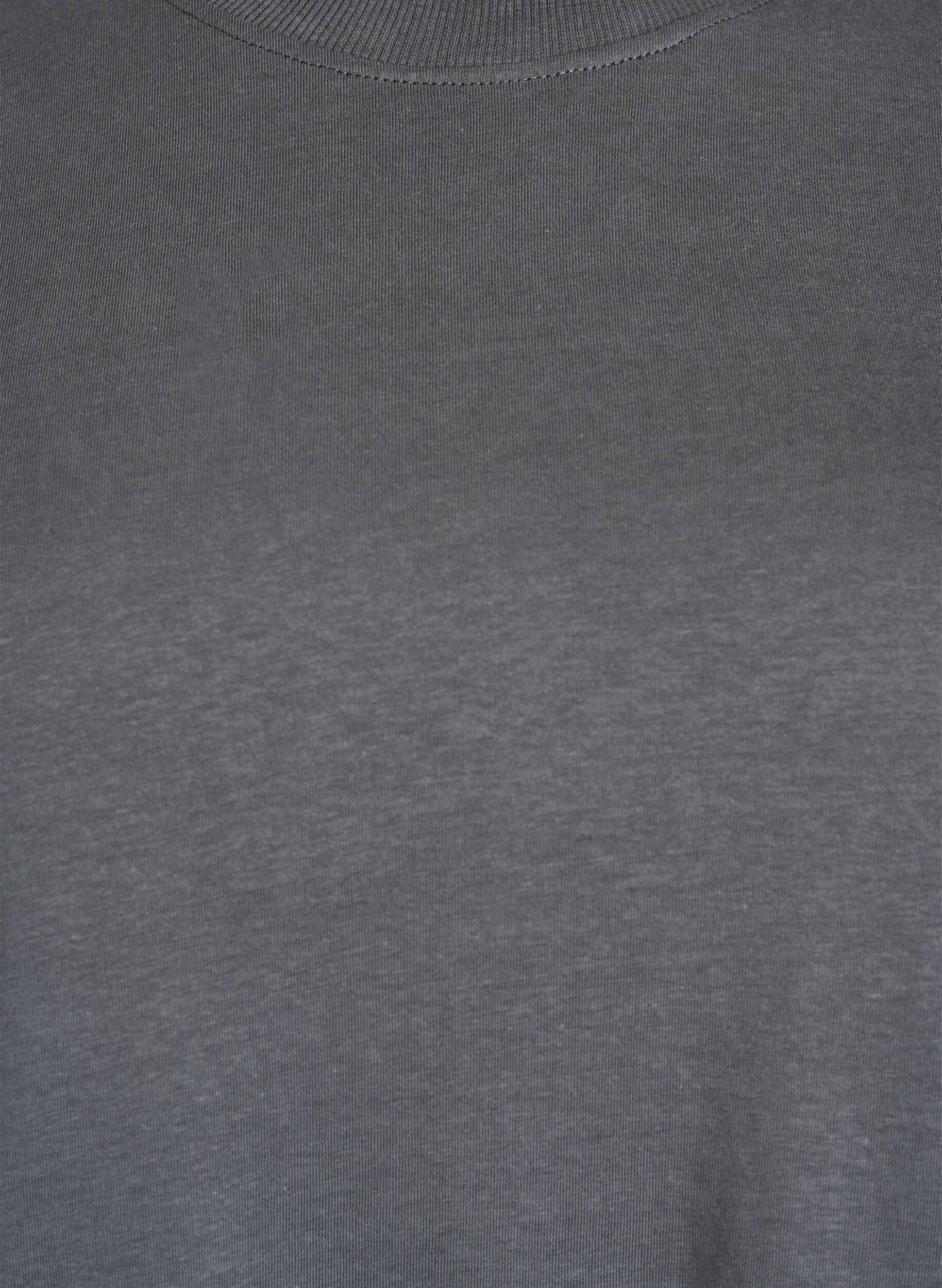 Zizzi T-shirt basique en coton &agrave; col rond, Gris, Packshot image number 2