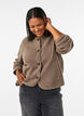 Veste teddy &agrave; col rond boutonn&eacute;e, Marron, Model image number 0
