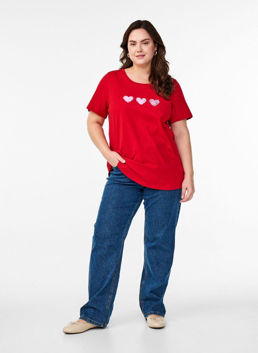 T-shirt en coton avec motif, Salsa w. Hearts, Model image number 2