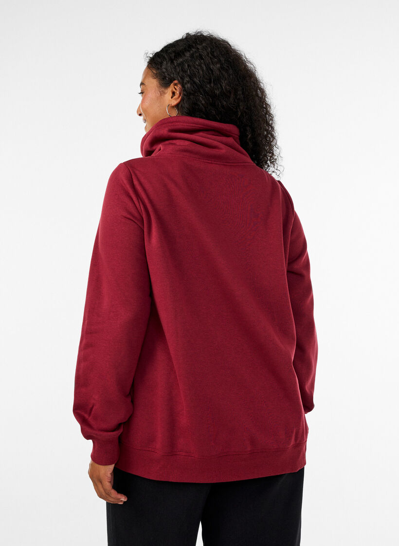 Sweat &agrave; col montant et poches, Bordeaux, Model image number 2