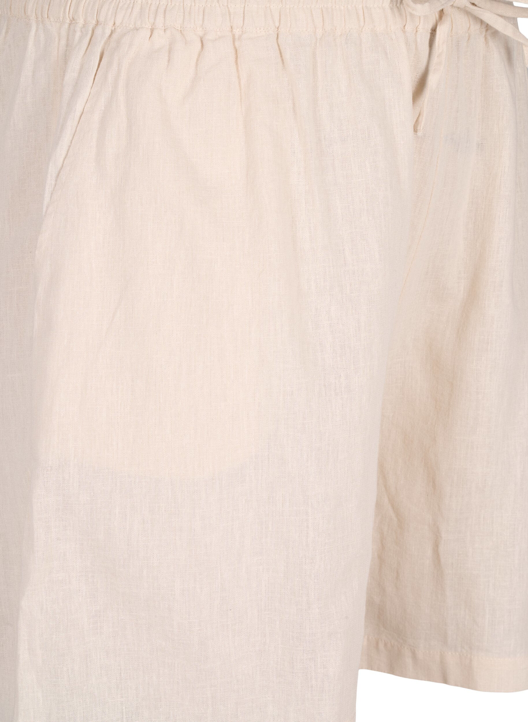 Zizzi Short ample en m&eacute;lange de coton avec du lin, Sandshell, Packshot image number 2