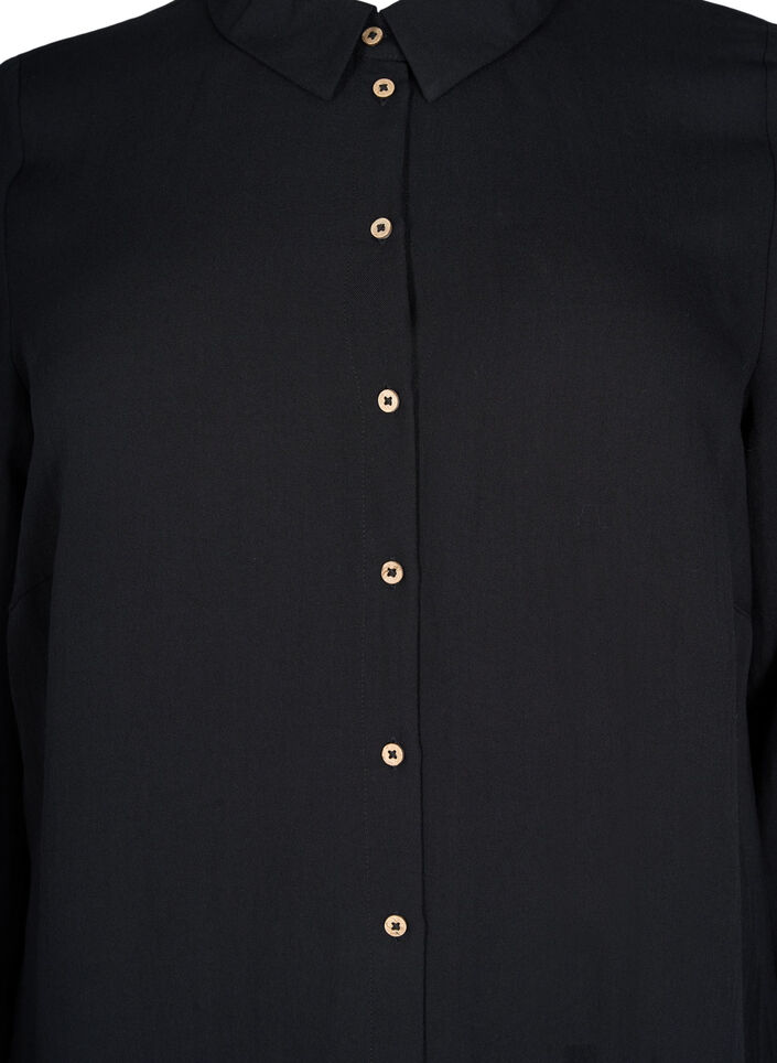 Chemise longue en viscose unie, Black, Packshot image number 2