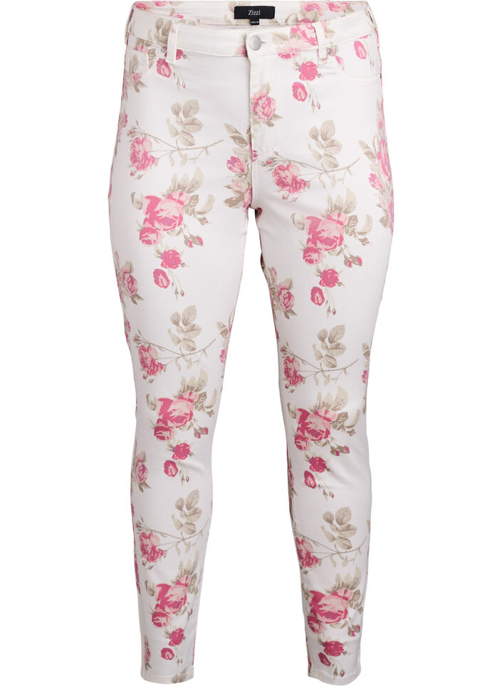 Jean Amy super slim avec un imprimé floral, Vanille, Packshot image number 0