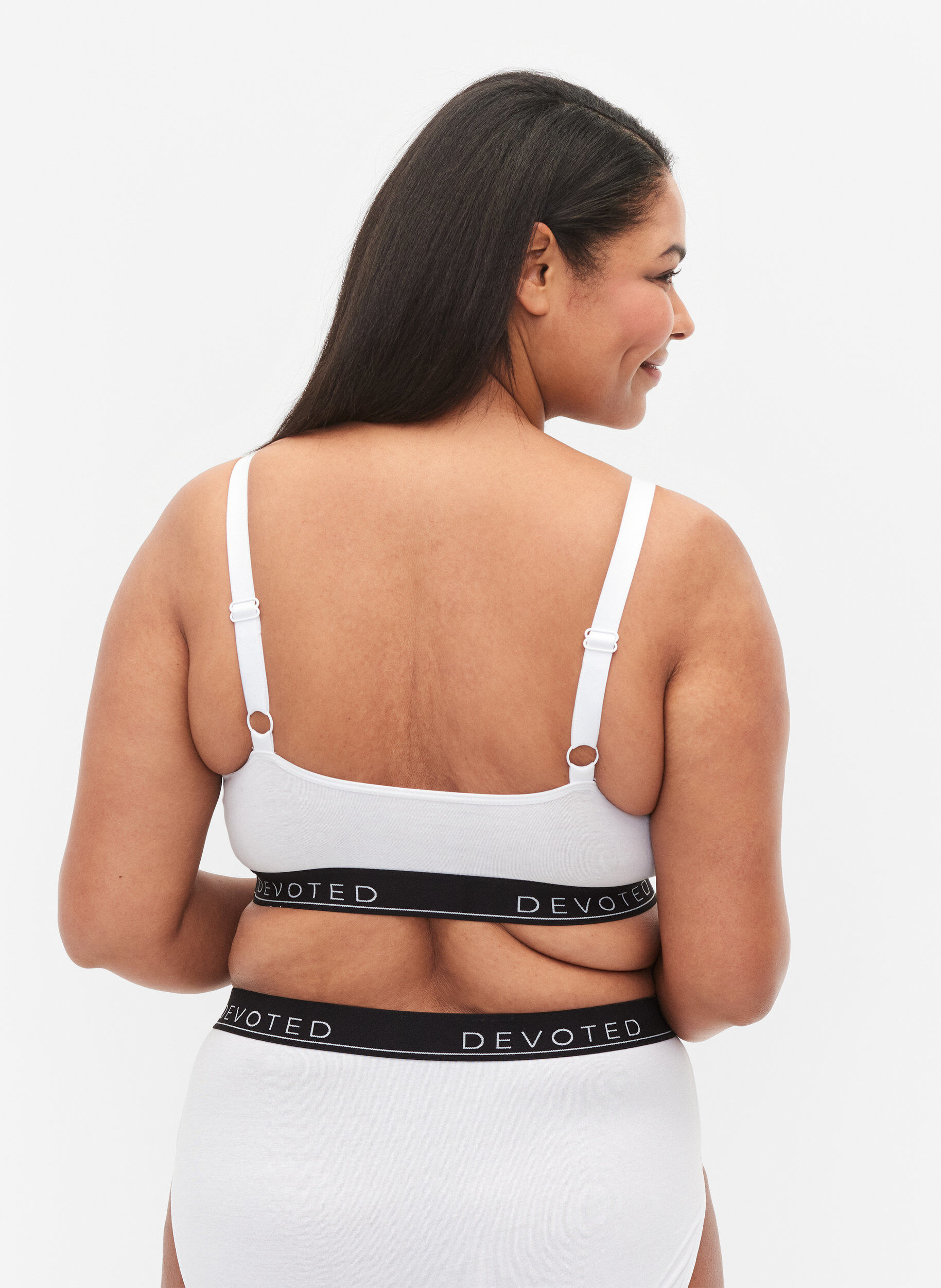 Zizzi Soutien-gorge en coton &agrave; bretelles r&eacute;glables, Blanc, Model image number 1