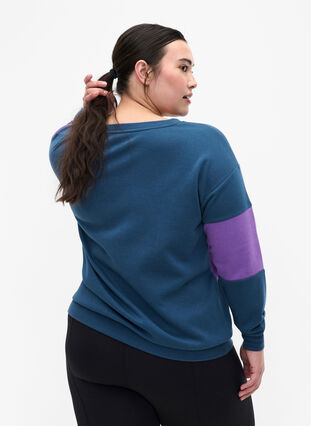 Sweat-shirt à imprimé sportif, Blue Wing Teal Comb, Model image number 1