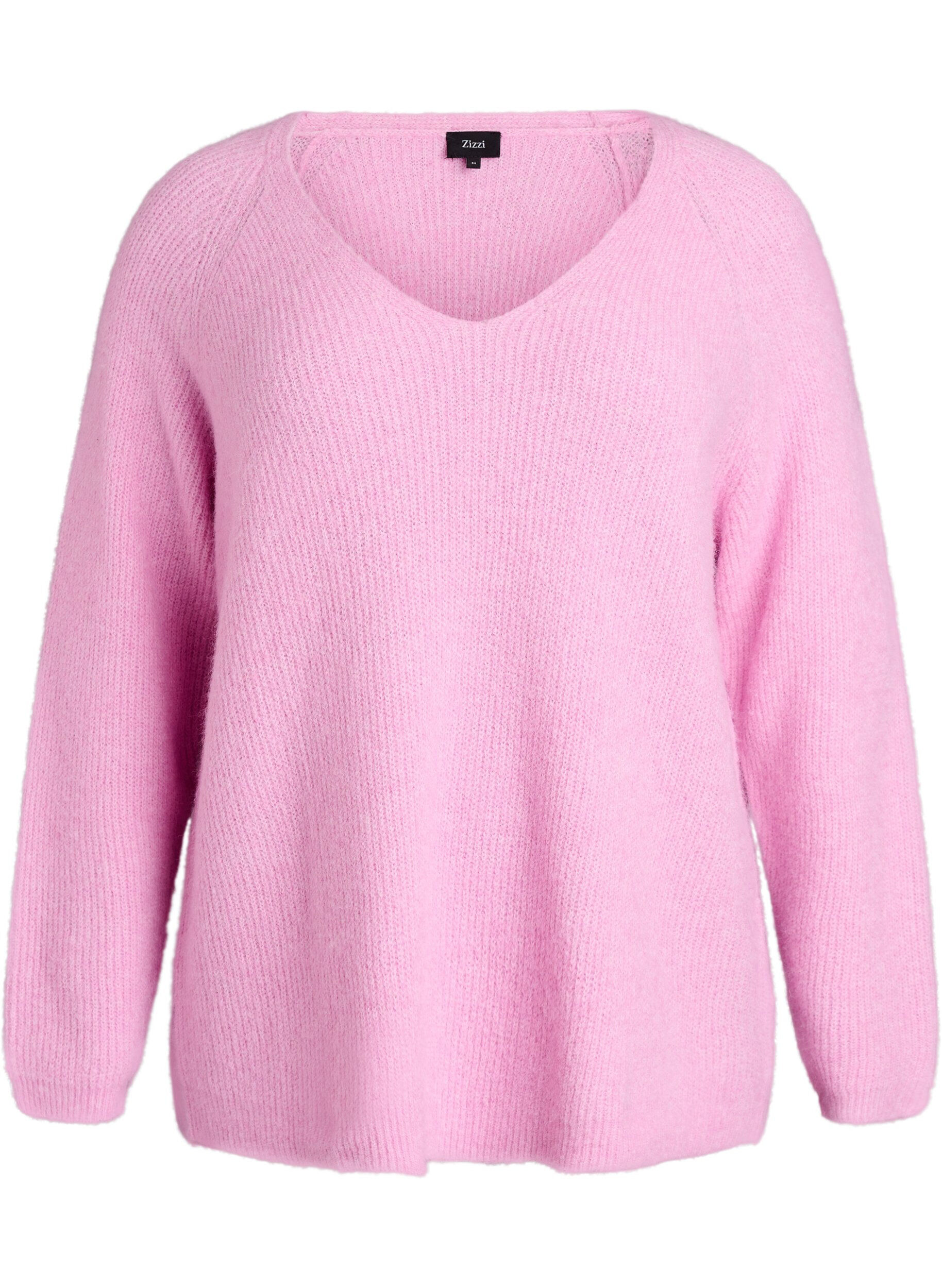 Blouse en maille &agrave; col V et manches raglan