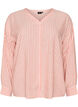 Blouse en lin et viscose avec col en V, Corail, Packshot image number 0
