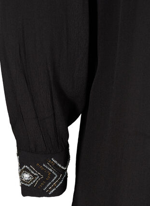 Chemise longue en viscose avec perles, Black, Packshot image number 3