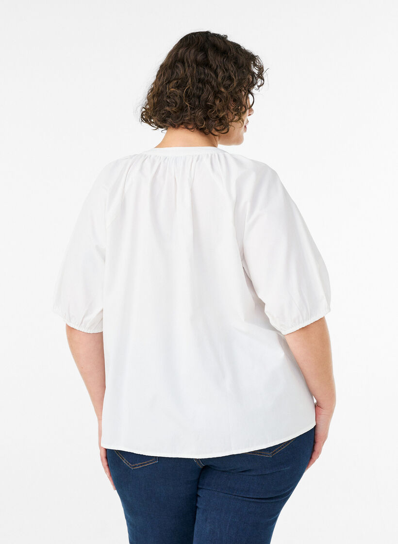 Chemisier avec fermeture boutonn&eacute;e et ceinture &agrave; nouer, Blanc, Model image number 2