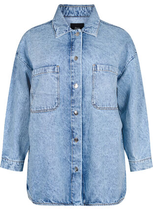 Veste en jean ample avec boutons, Light blue denim, Packshot image number 0