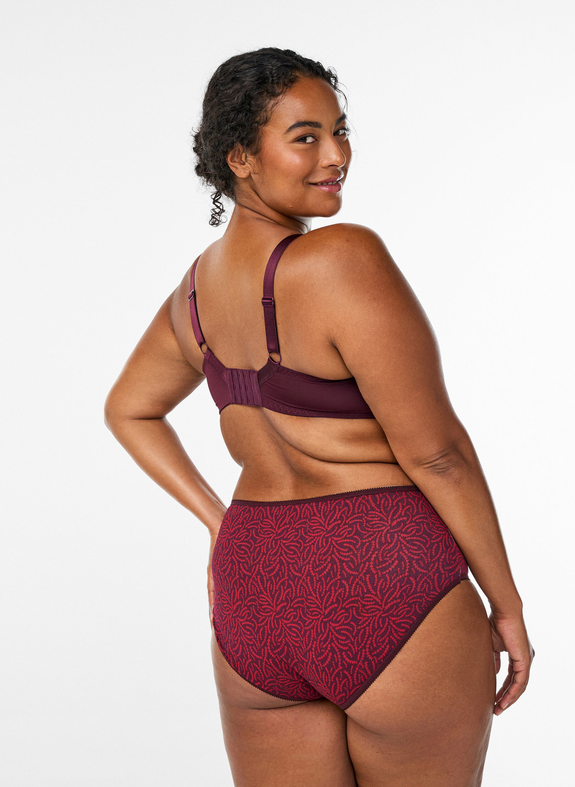 Zizzi 7-pack de culottes avec une taille standard, Bordeaux, Model image number 1