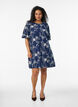 Robe trap&egrave;ze courte &agrave; motif brod&eacute;, Bleu, Model image number 1
