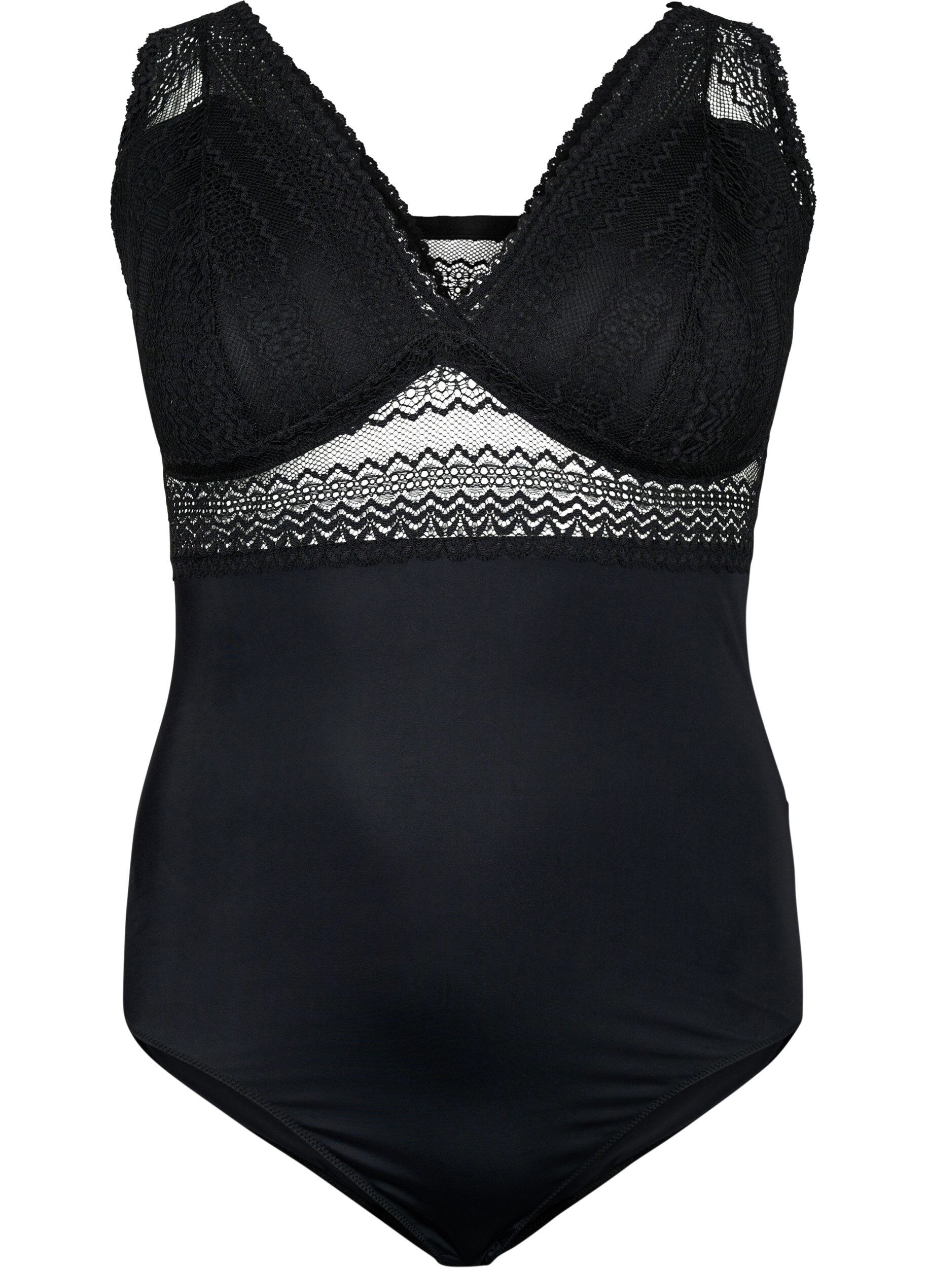 Zizzi Body avec dentelle et rembourrage doux, Black, Packshot image number 0