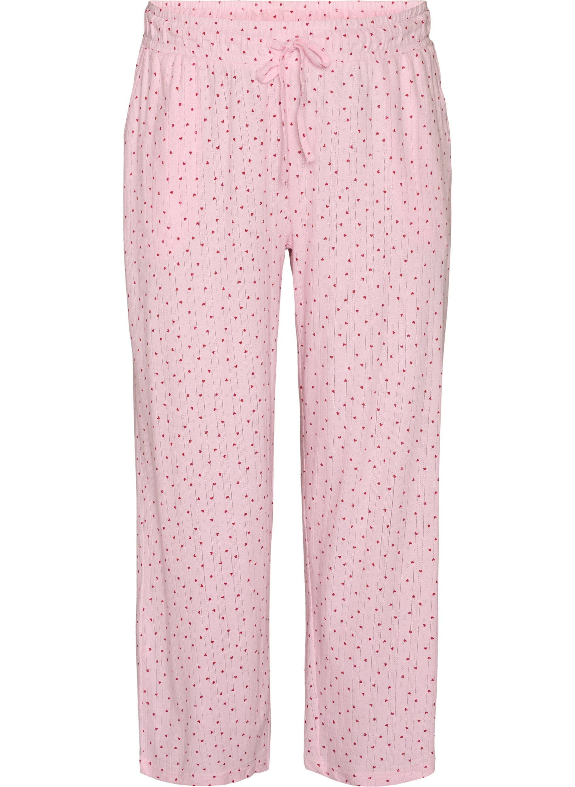 ZizziPantalon de pyjama en coton biologique avec broderie ajour&eacute;e, Rose, Packshot image number 0