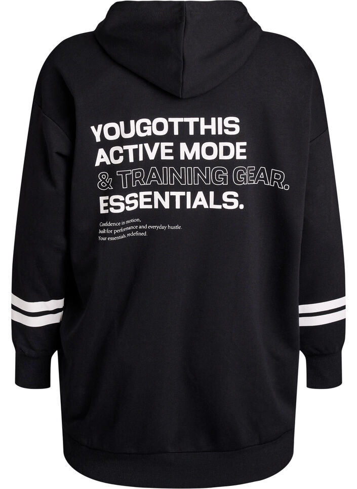 Cardigan pull long avec d&eacute;tails imprim&eacute;s, Noir, Packshot image number 1