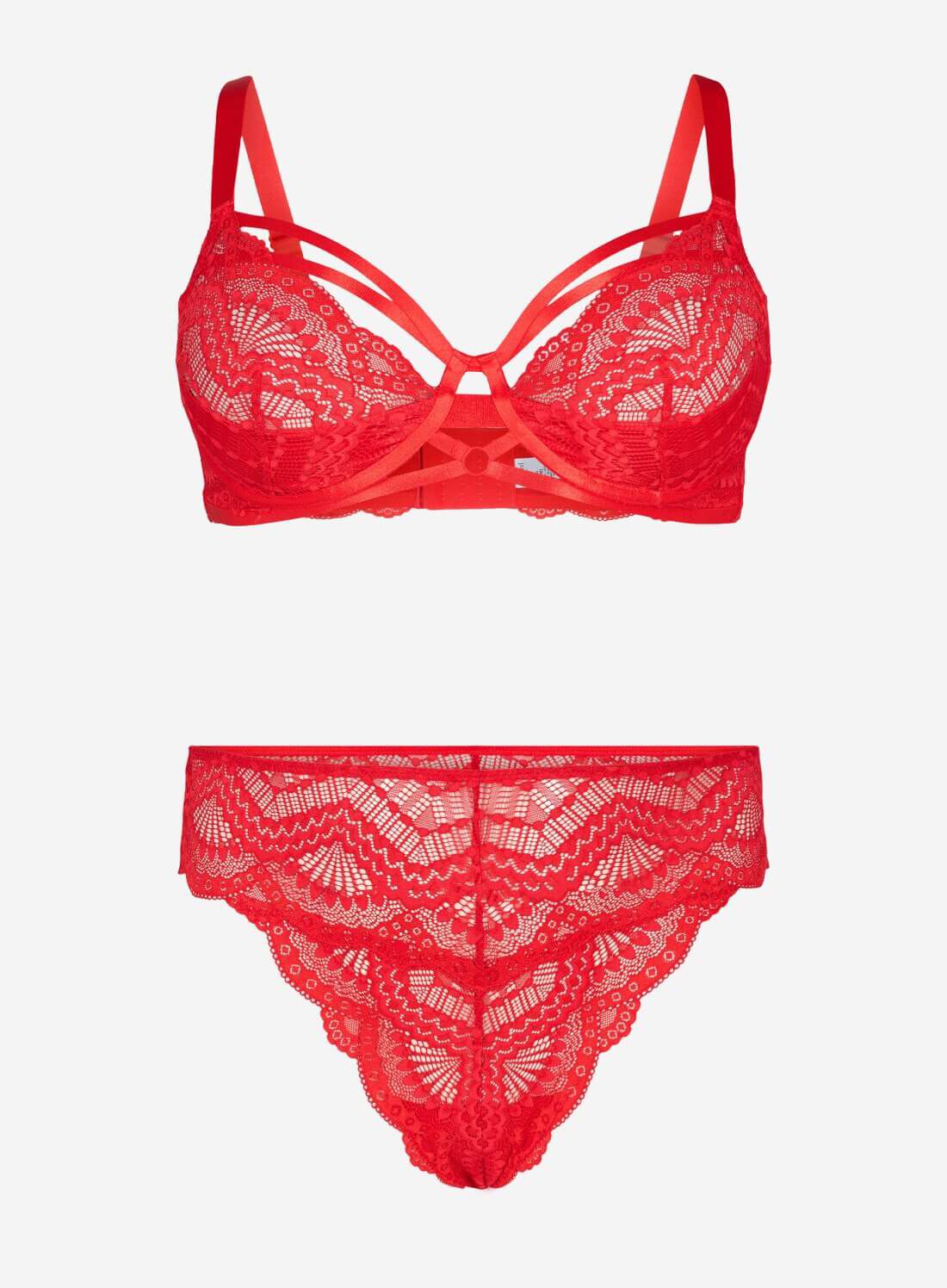 Zizzi Ensemble de sous-v&ecirc;tements en dentelle rouge, , Model