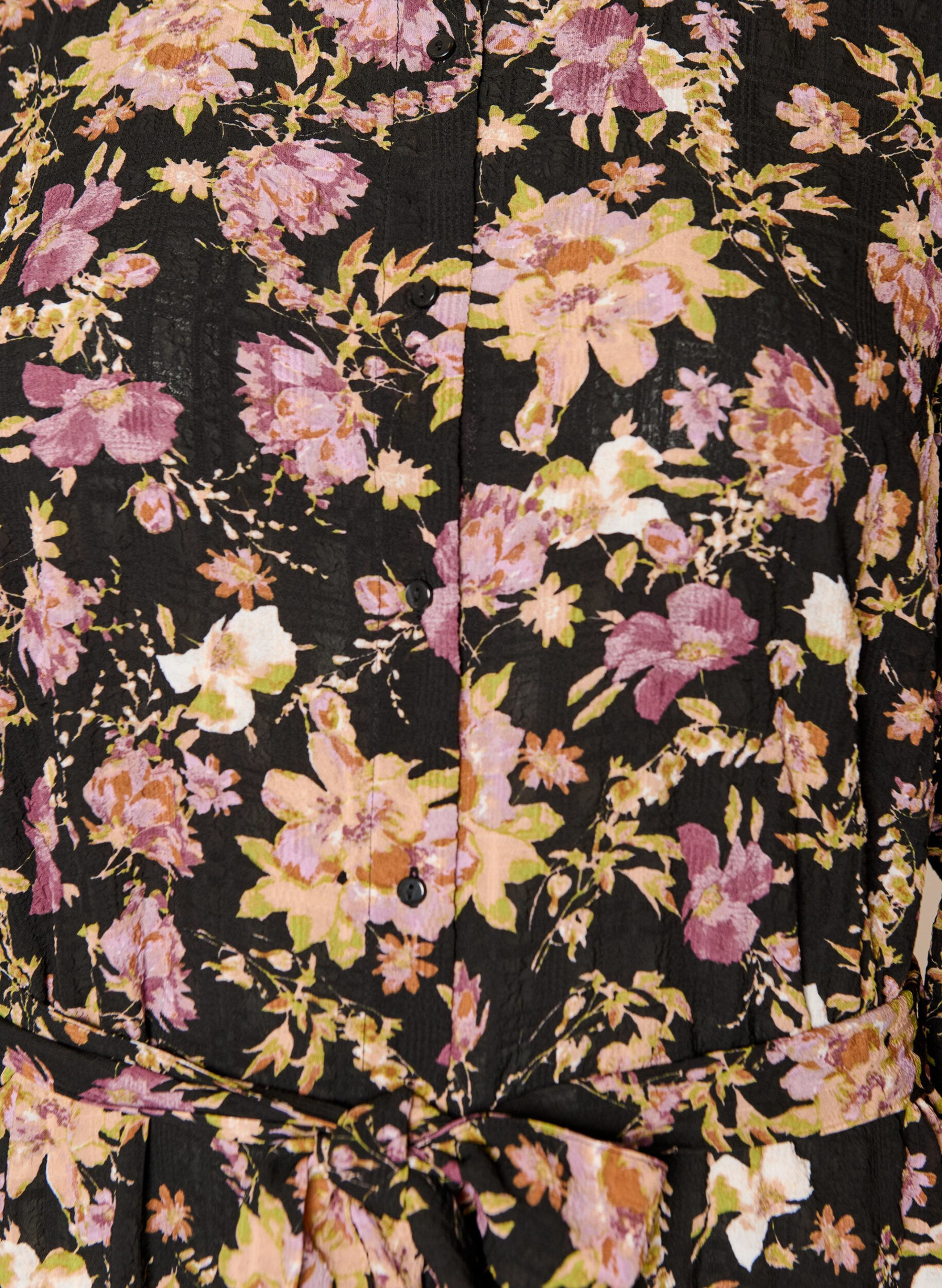 ZizziRobe midi &agrave; imprim&eacute; floral avec ceinture amovible &agrave; nouer, Noir, Packshot image number 2