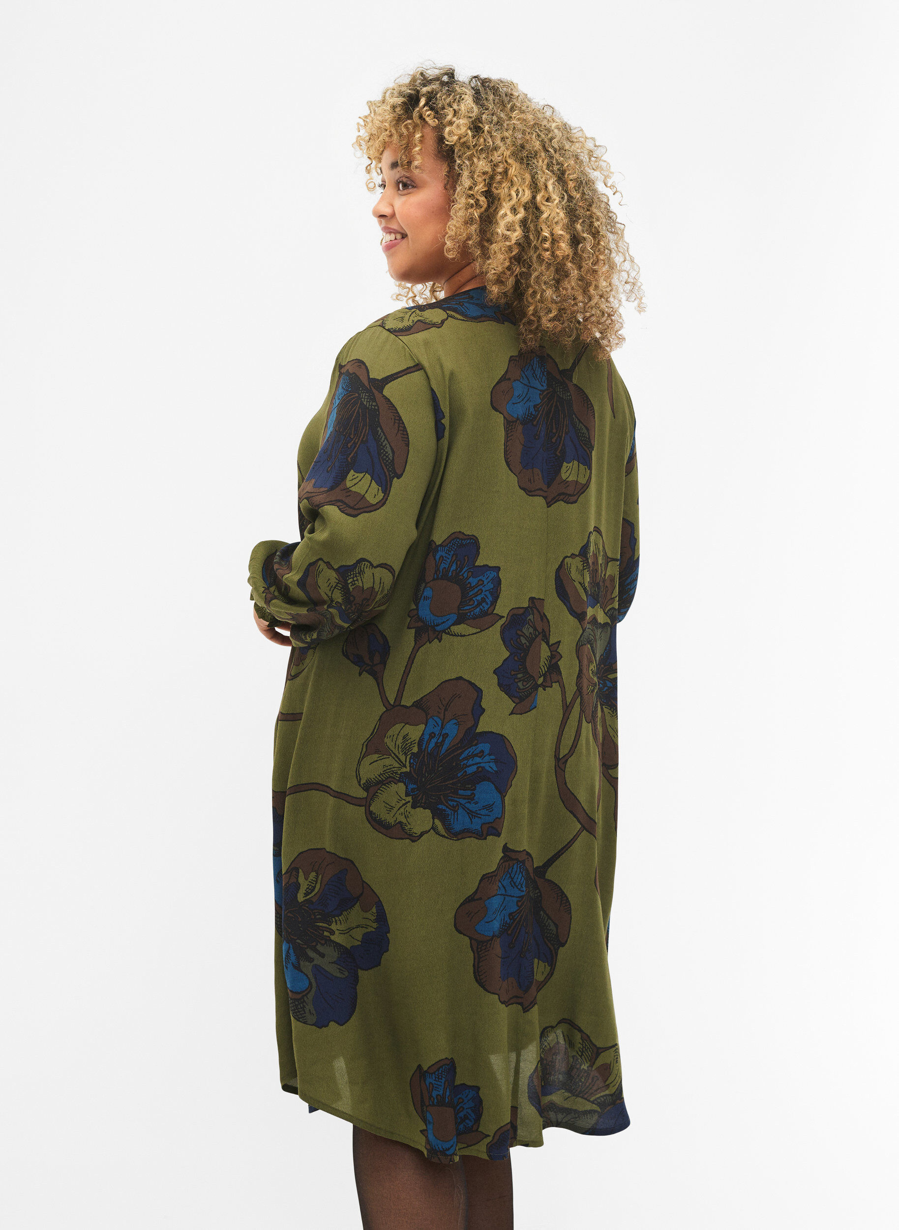 ZizziRobe imprim&eacute;e en viscose, Vert, Model image number 2