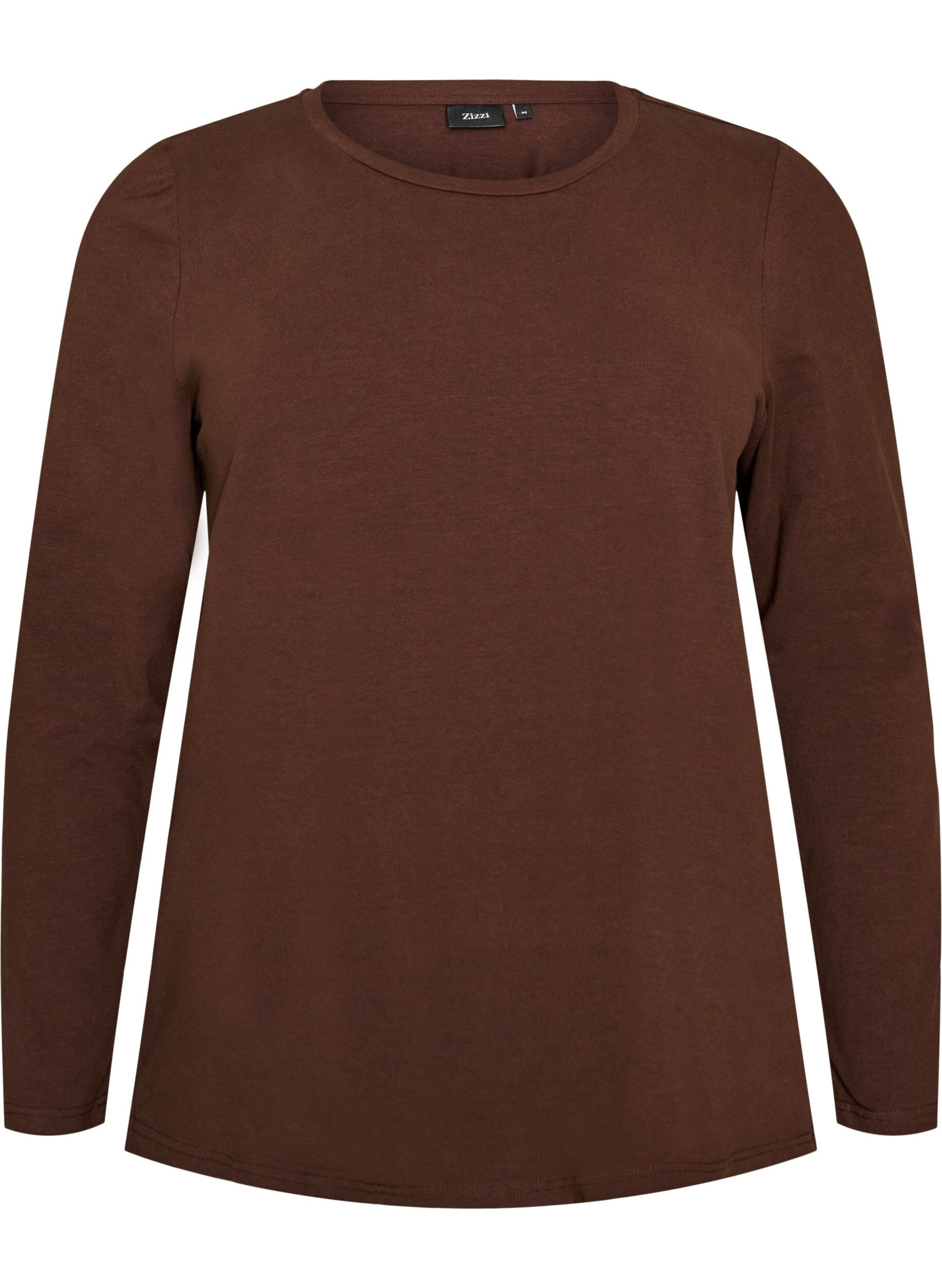 ZizziBlouse basique en jersey &agrave; manches longues, Marron, Packshot image number 0