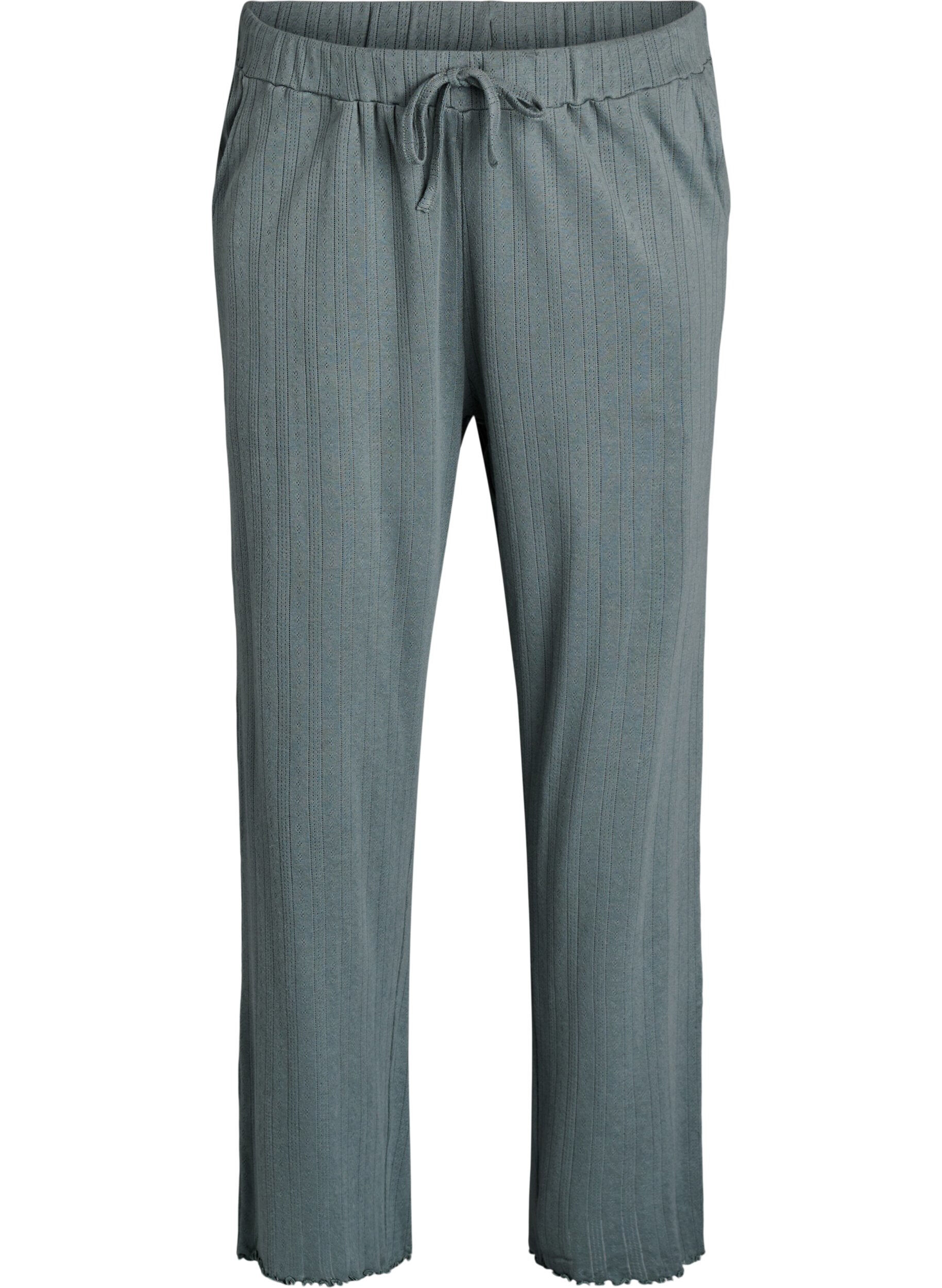 Zizzi Pantalon de nuit en coton, Vert fonc&eacute;, Packshot image number 0