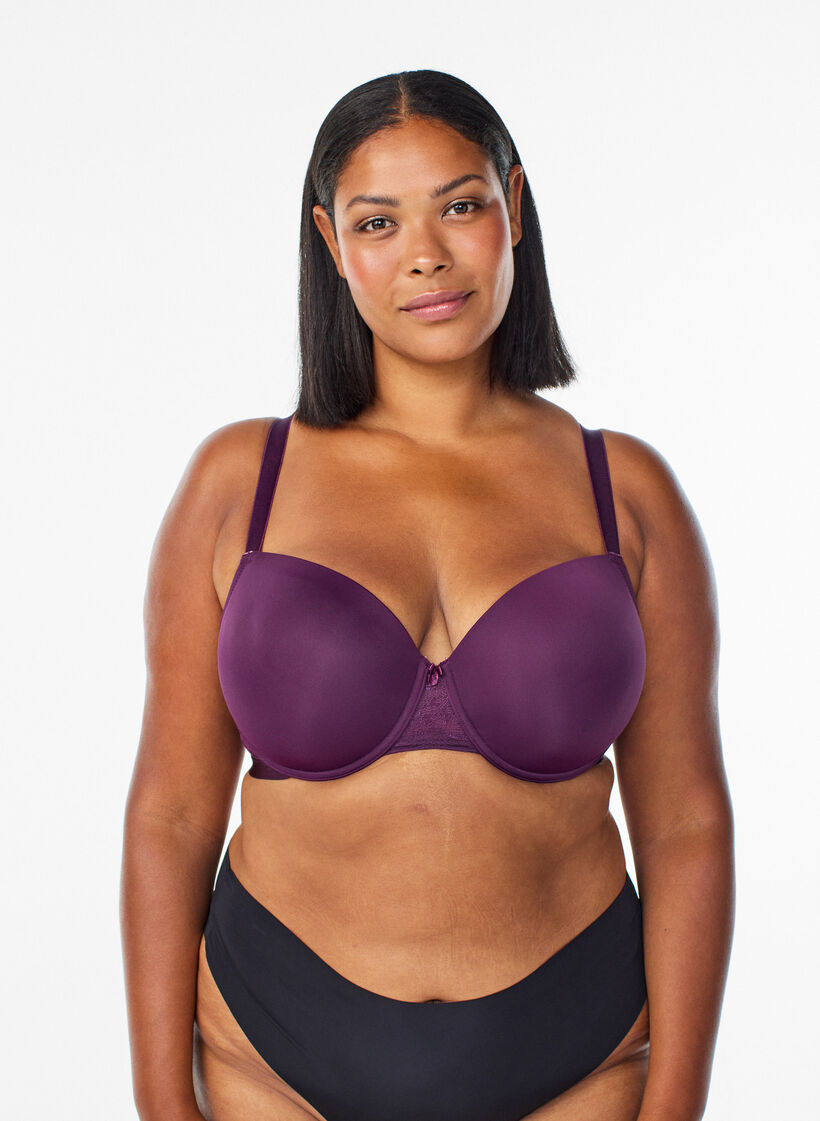 Soutien-gorge moulé avec maille, Violet, Model