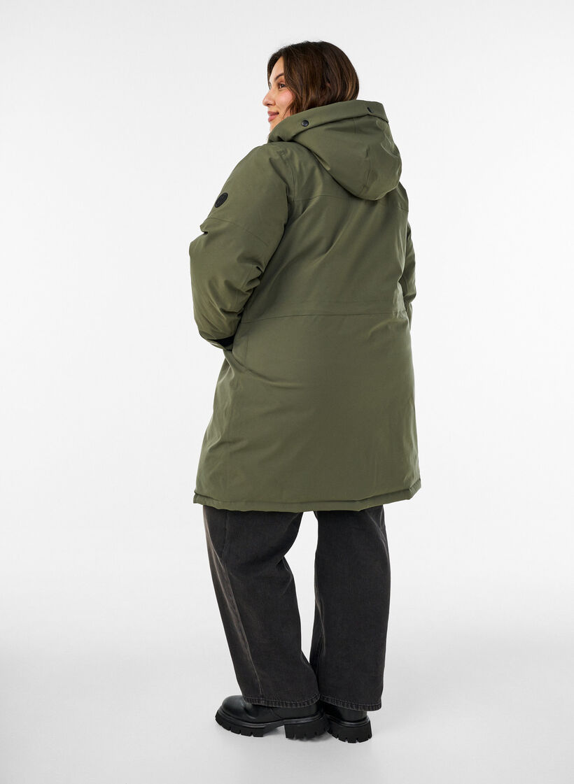 Parka d&eacute;perlante avec capuche et d&eacute;tails fonctionnels, Vert, Model image number 2