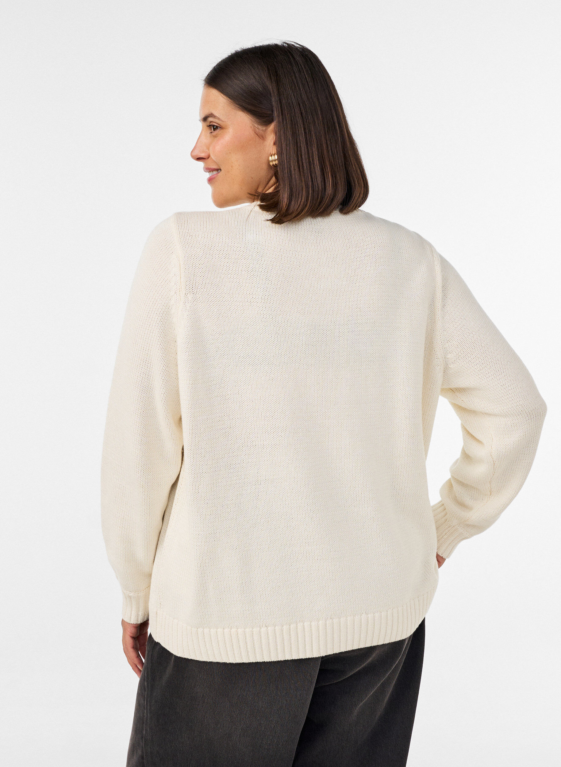 ZizziCardigan avec motif torsad&eacute;, Vanille, Model image number 2