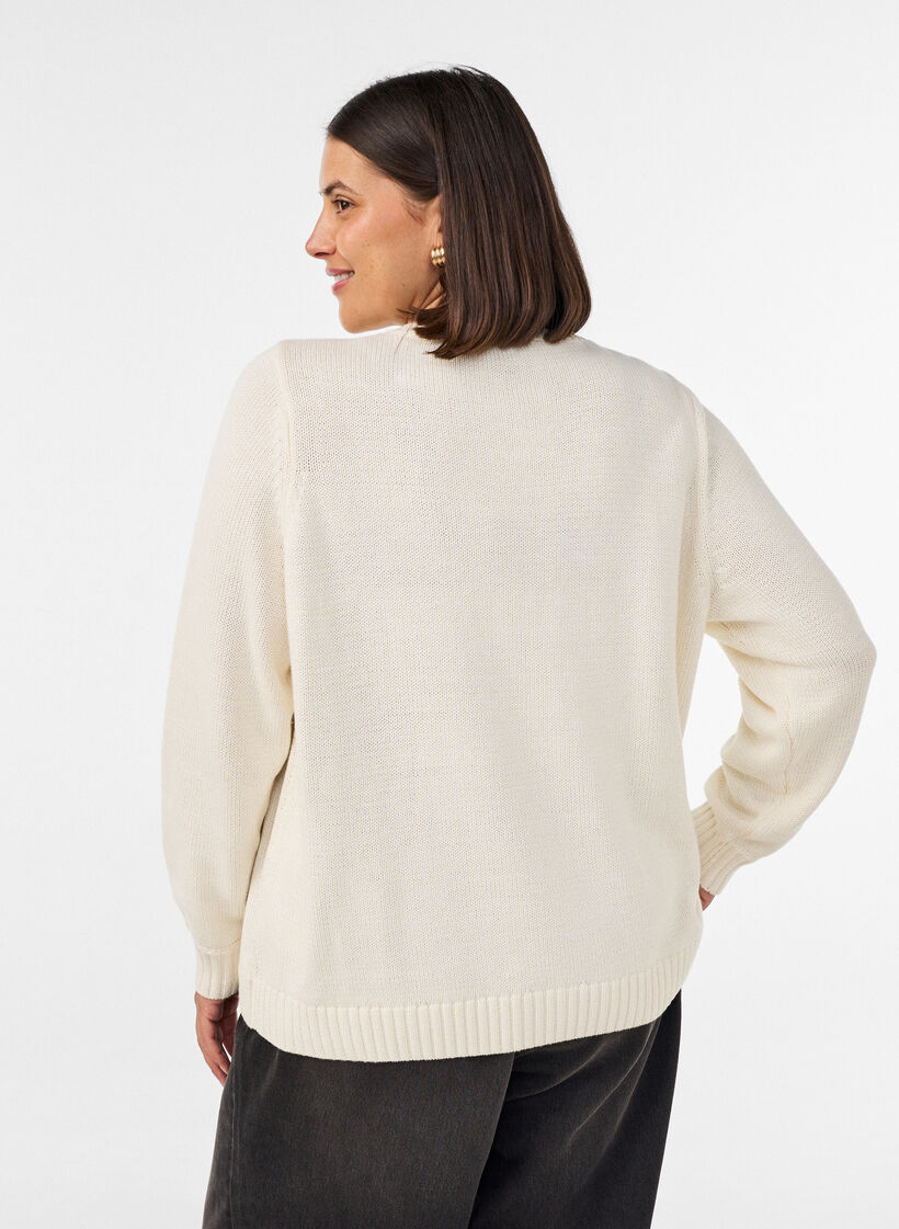 Cardigan avec motif torsad&eacute;, Vanille, Model image number 2