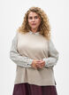 Gilet tricot&eacute; avec bords c&ocirc;tel&eacute;s, Beige, Model image number 0