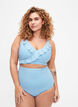 Bas de bikini rayé avec une taille extra haute, Bleu, Model image number 0