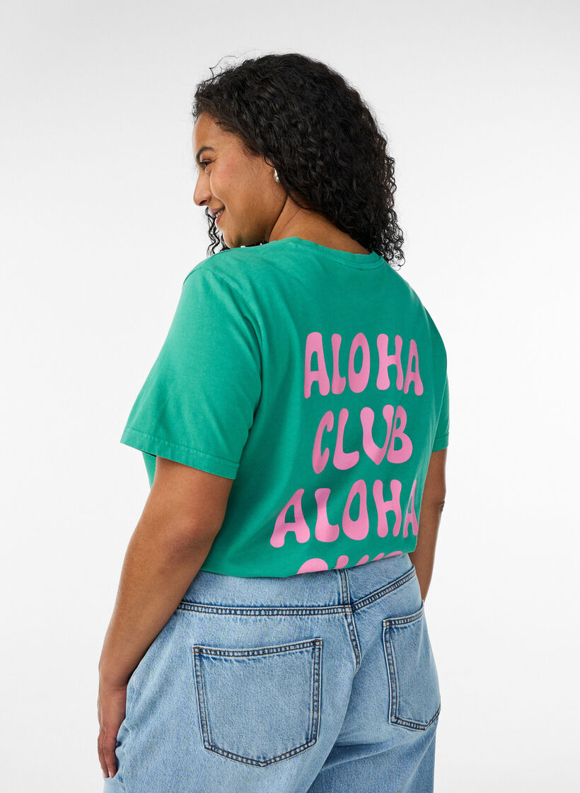 T-shirt en coton biologique avec impression au dos, Vert, Model image number 2