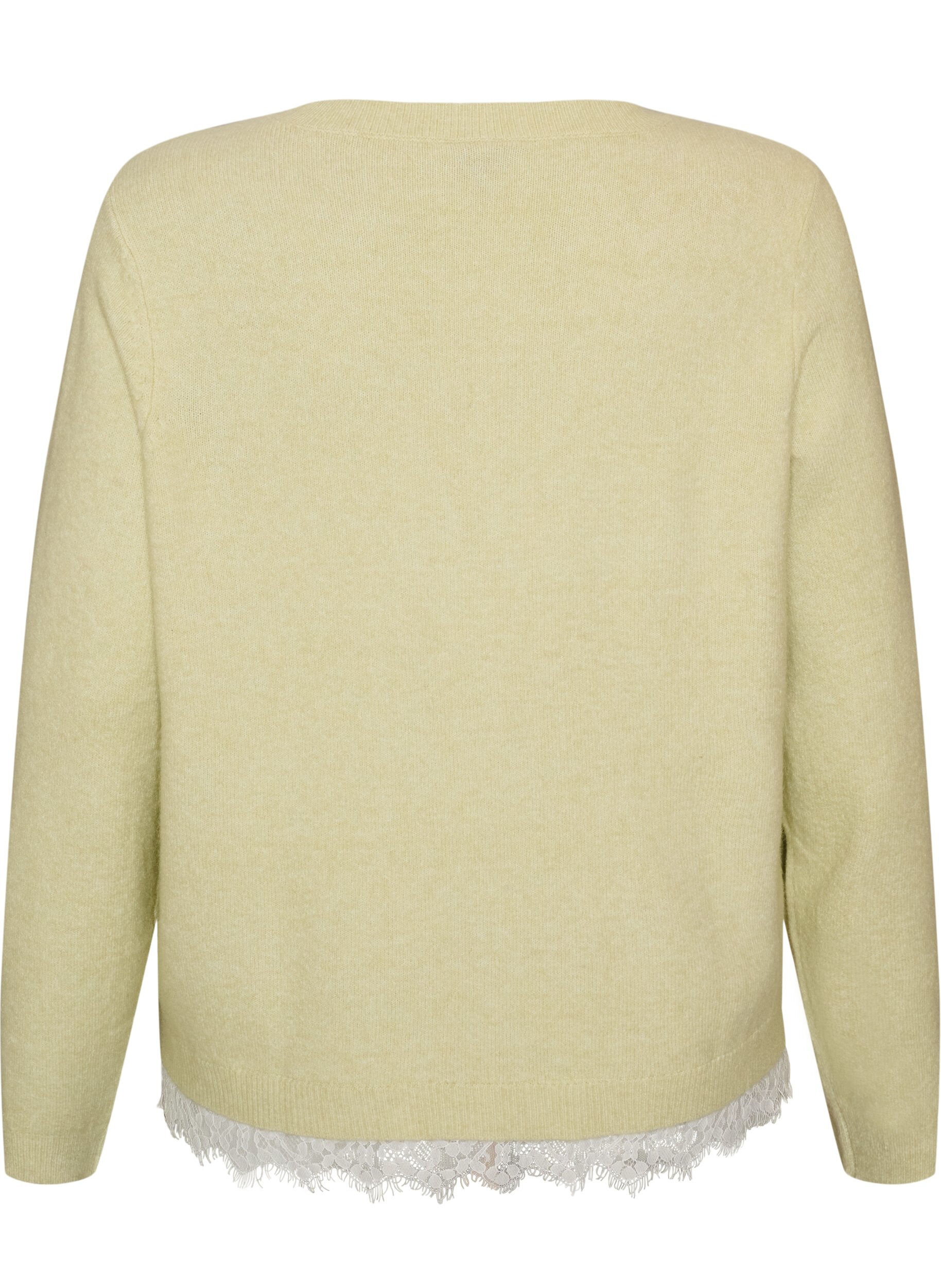 ZizziBlouse en maille avec bordure en dentelle &agrave; l'ourlet, Vert clair, Packshot image number 1