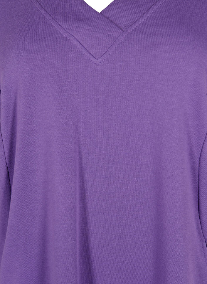 Robe sweat-shirt avec col en V, Deep Lavender, Packshot image number 2