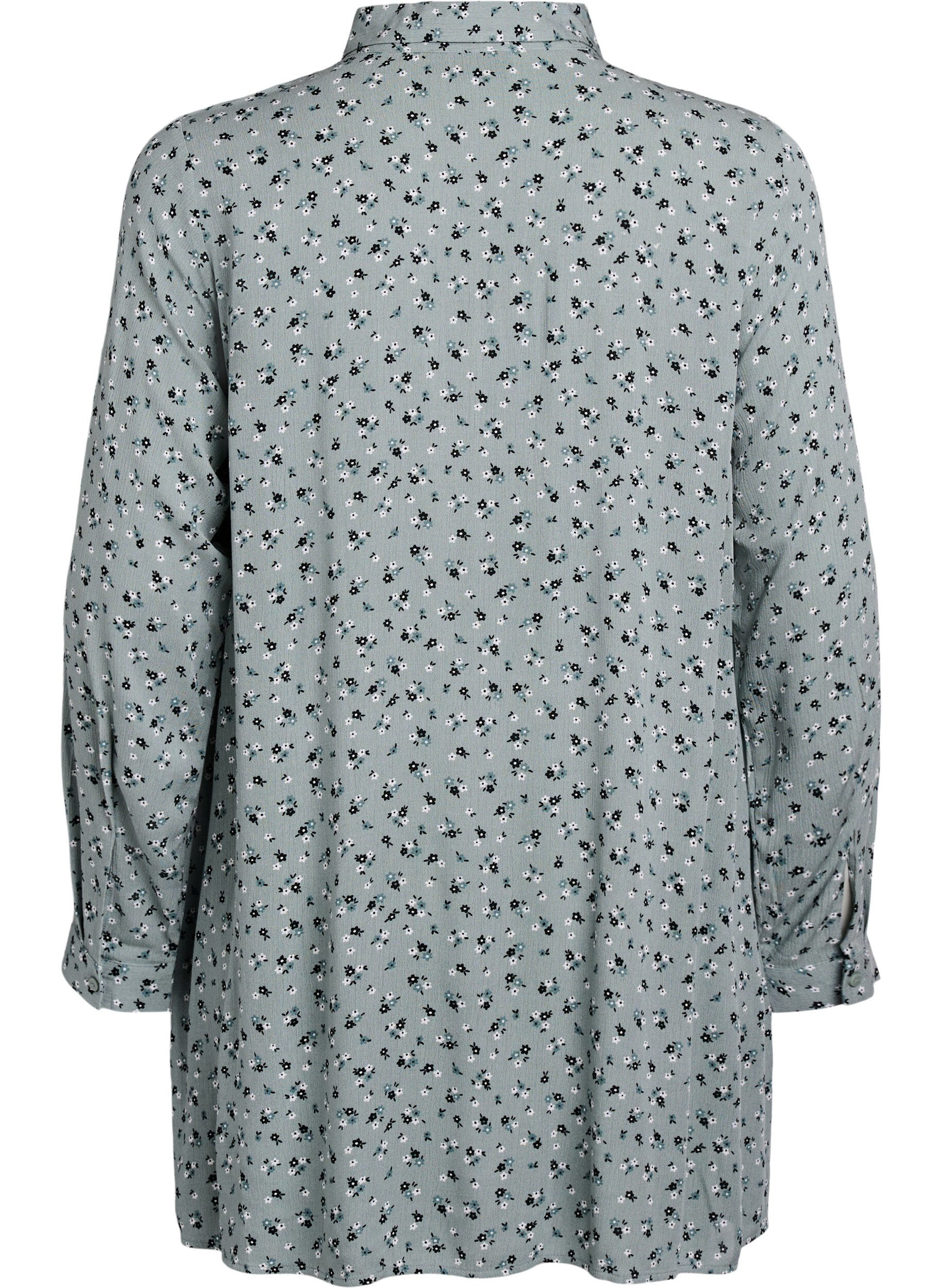 Zizzi Chemise longue &agrave; imprim&eacute; fleuri, Vert, Packshot image number 1