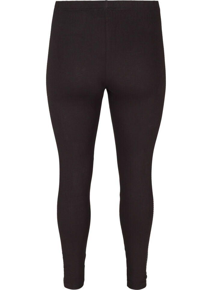Leggings en viscose avec strass sur le côté, Black, Packshot image number 1