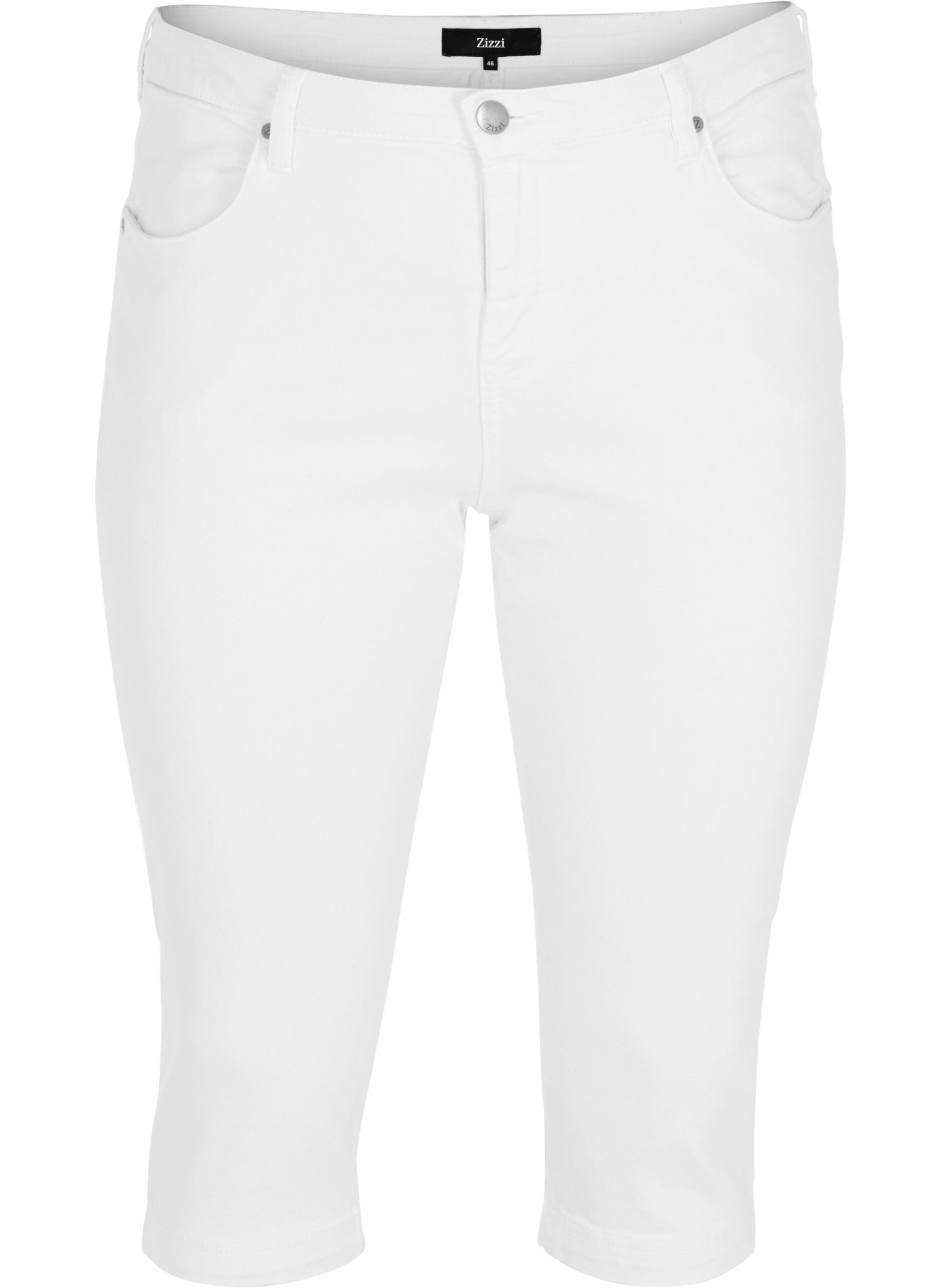Zizzi Jean capri Amy &agrave; taille haute et coupe super slim, Blanc, Packshot image number 0