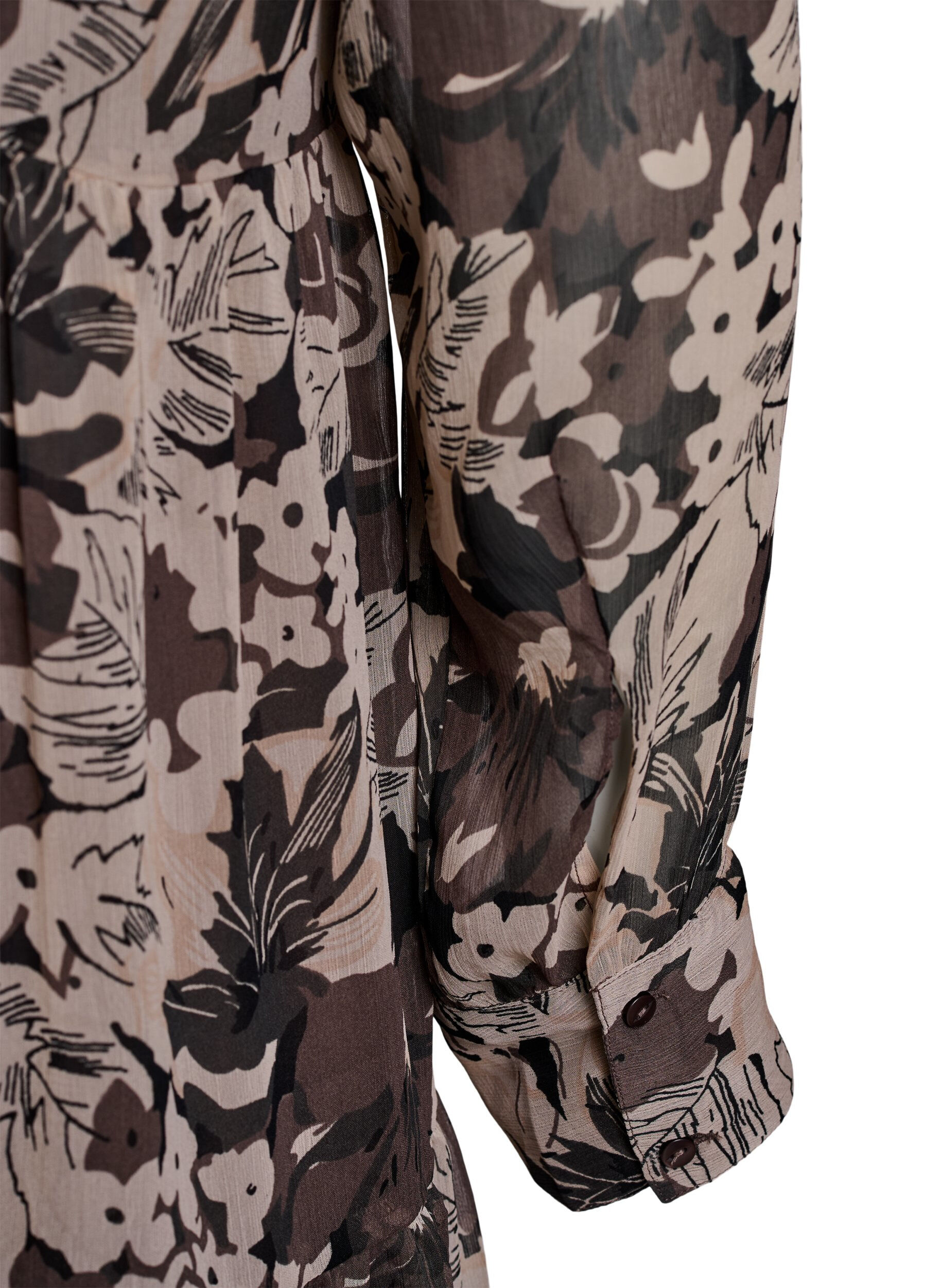 Zizzi Robe courte &agrave; coupe &eacute;vas&eacute;e avec imprim&eacute; floral, Noir, Packshot image number 3