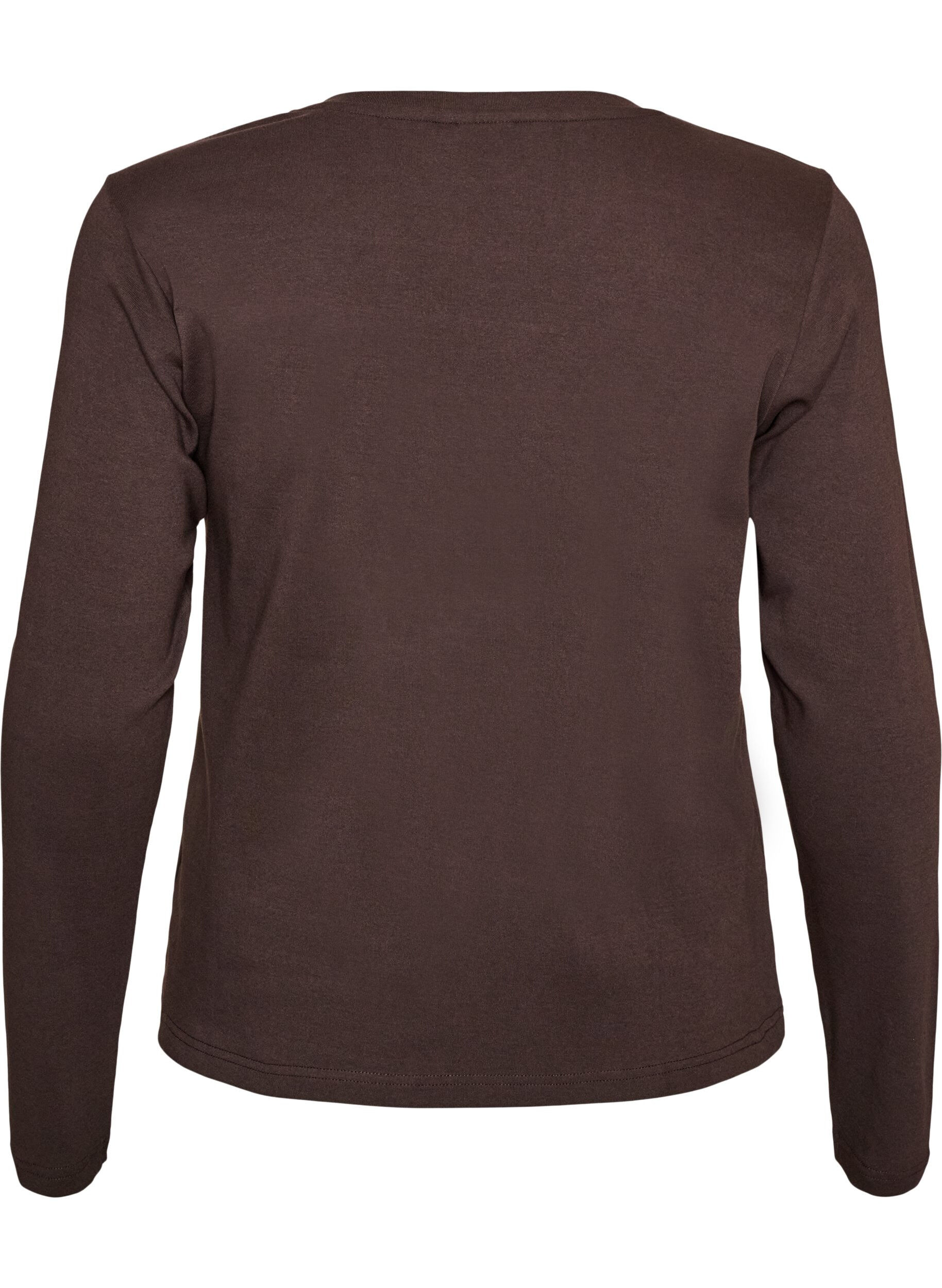 ZizziT-shirt basique &agrave; manches longues et col rond, Marron, Packshot image number 1