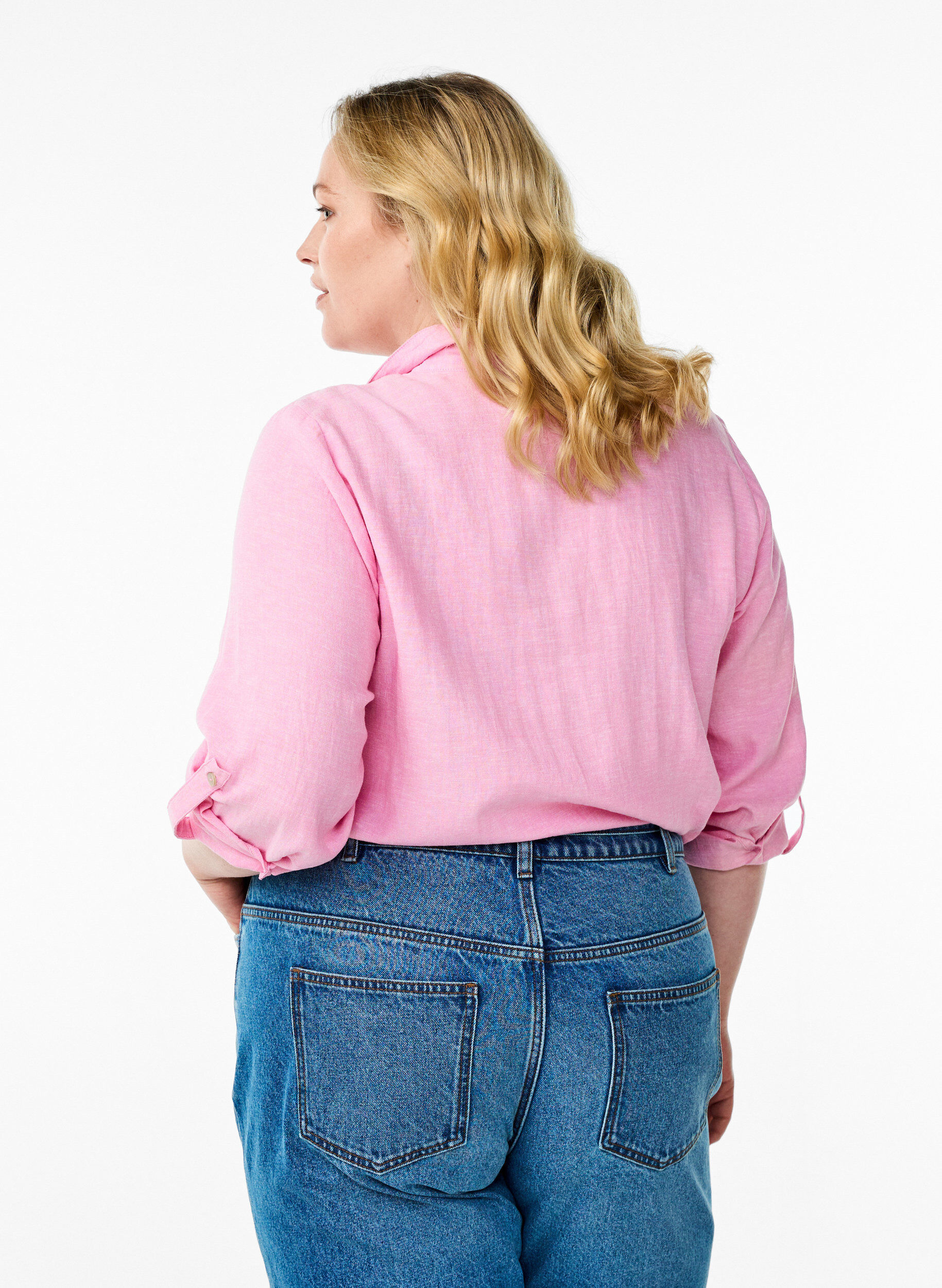 ZizziChemise en lin et viscose avec manches 3/4, Rose, Model image number 2